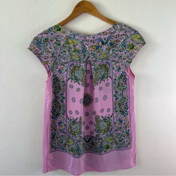 Anthropologie 100% Silk Moulinette Soeurs Paisley Printed Flowy Lightweight Top - Picture 3 of 12